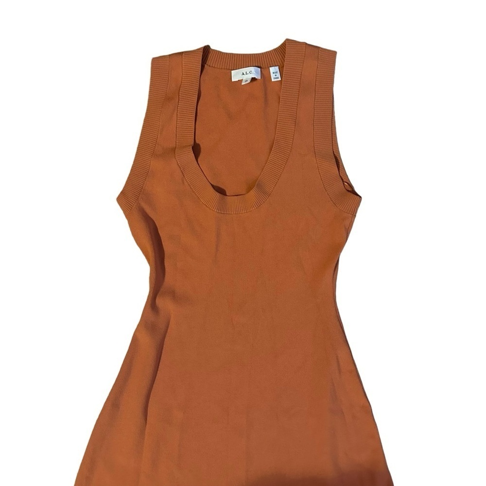 A.L.C. Cherrie Asymmetric Knit Orange Midi Dress Size XS - Picture 6 of 7
